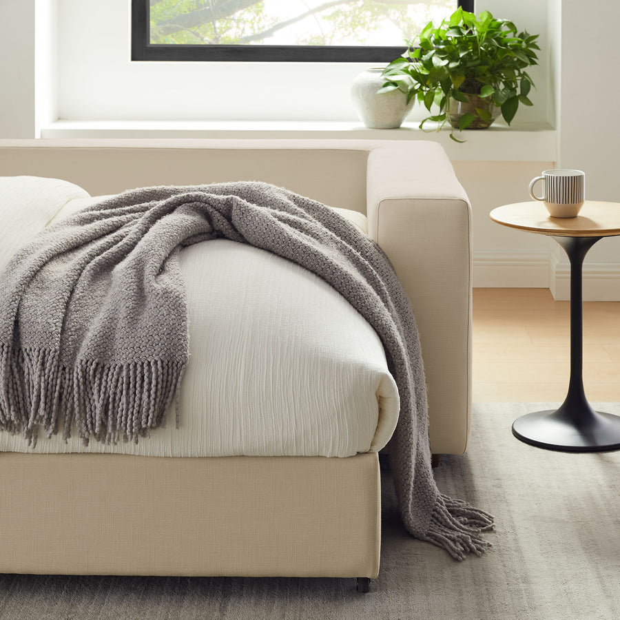 Linden Down Filled Overstuffed Sleeper Sofa in Light Beige