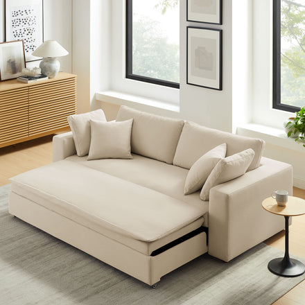 Commix Down Filled Overstuffed Sleeper Sofa in Light Beige