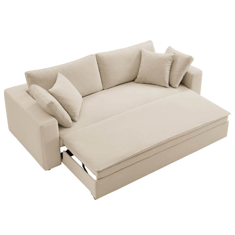 Linden Down Filled Overstuffed Sleeper Sofa in Light Beige