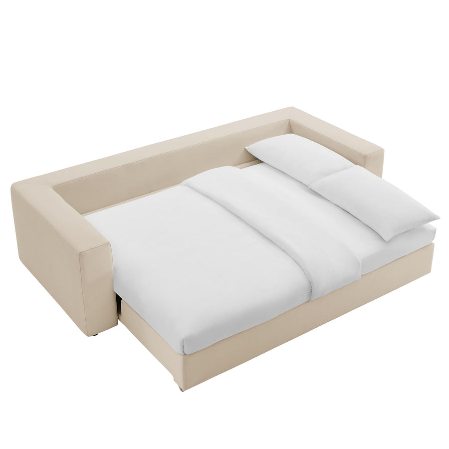Linden Down Filled Overstuffed Sleeper Sofa in Light Beige