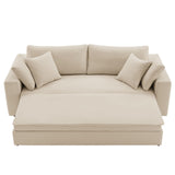 Linden Down Filled Overstuffed Sleeper Sofa in Light Beige