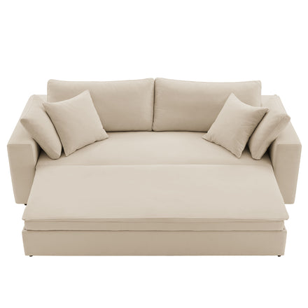 Commix Down Filled Overstuffed Sleeper Sofa in Light Beige