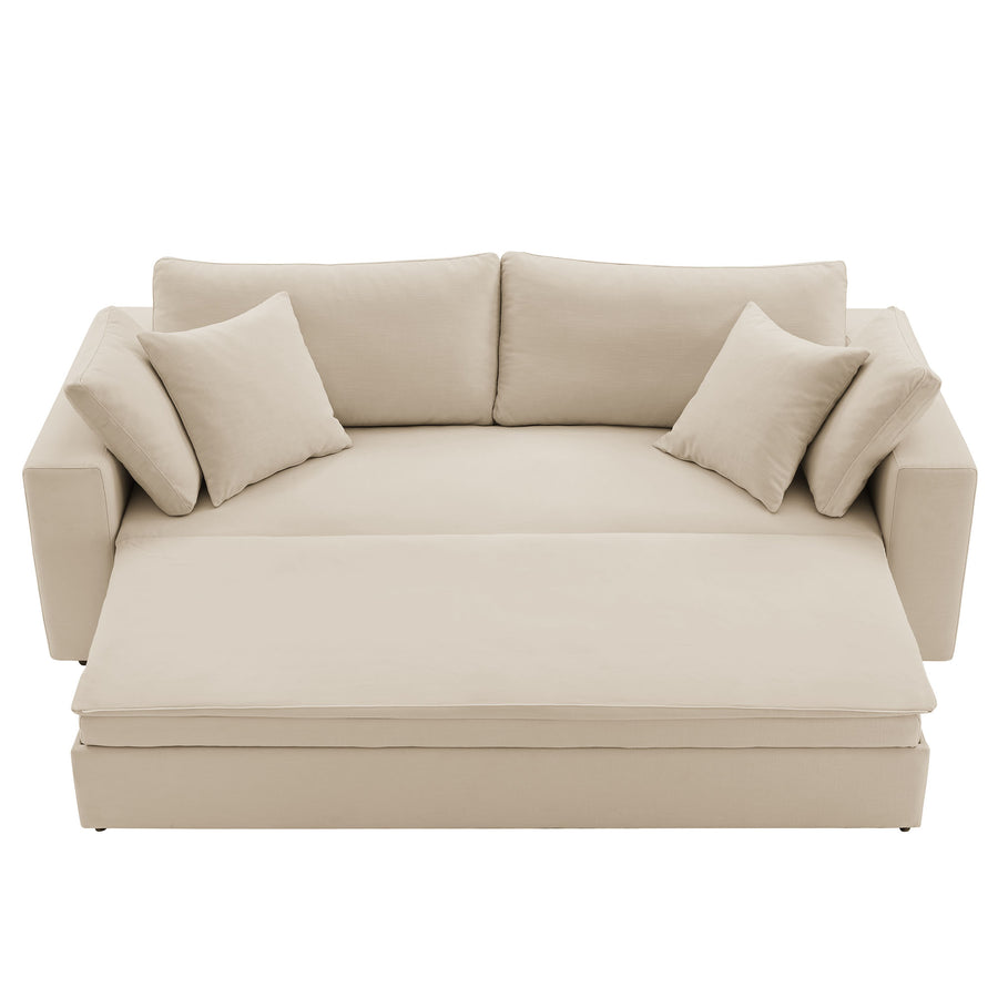 Linden Down Filled Overstuffed Sleeper Sofa in Light Beige