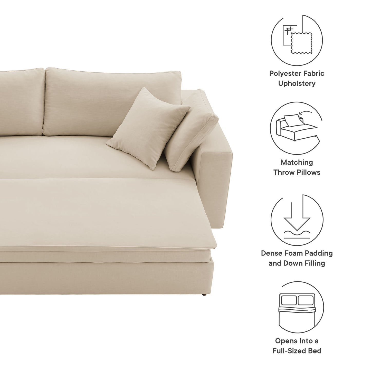 Commix Down Filled Overstuffed Sleeper Sofa by Furniture For America