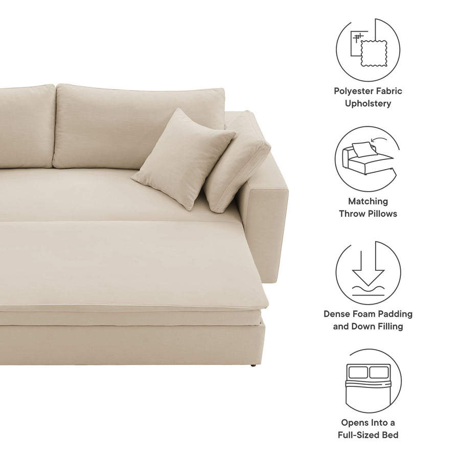 Linden Down Filled Overstuffed Sleeper Sofa in Light Beige