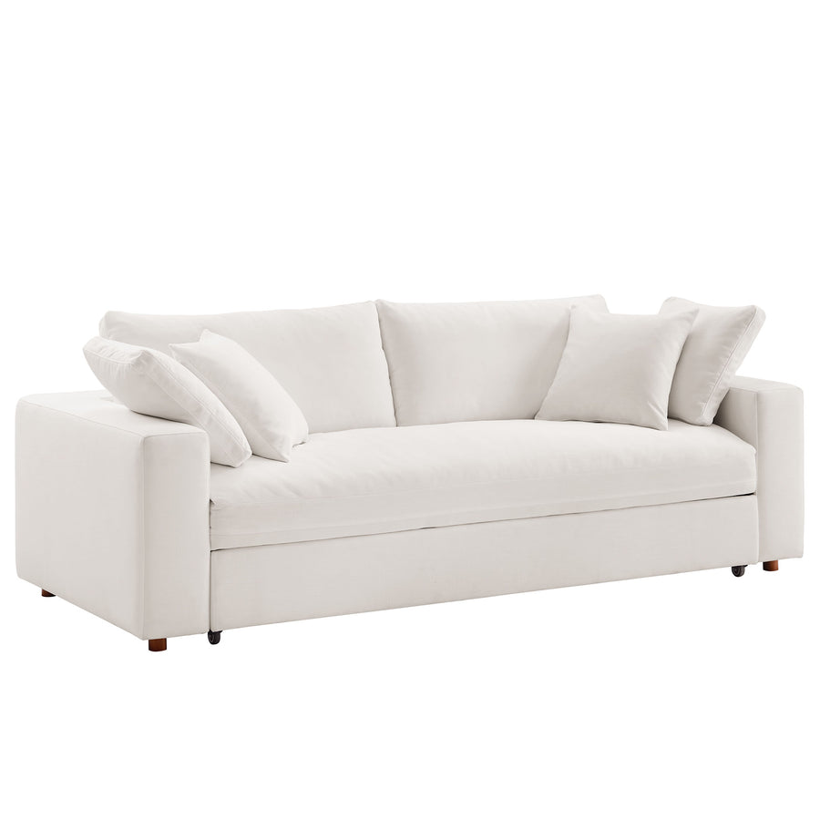 Linden Down Filled Overstuffed Sleeper Sofa in Pure White