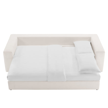 Commix Down Filled Overstuffed Sleeper Sofa in Pure White