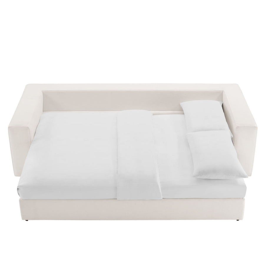 Linden Down Filled Overstuffed Sleeper Sofa in Pure White