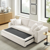 Linden Down Filled Overstuffed Sleeper Sofa in Pure White