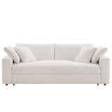 Linden Down Filled Overstuffed Sleeper Sofa in Pure White