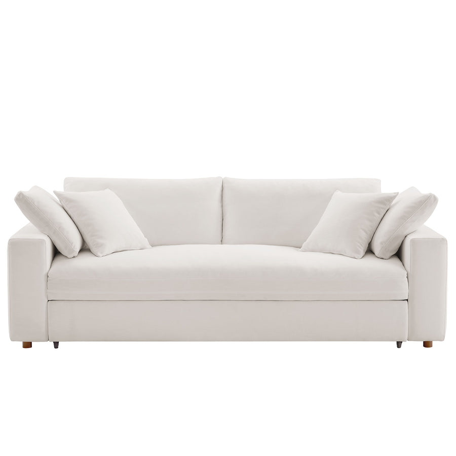 Linden Down Filled Overstuffed Sleeper Sofa in Pure White