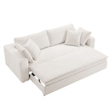 Linden Down Filled Overstuffed Sleeper Sofa in Pure White