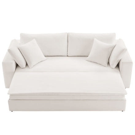 Commix Down Filled Overstuffed Sleeper Sofa in Pure White