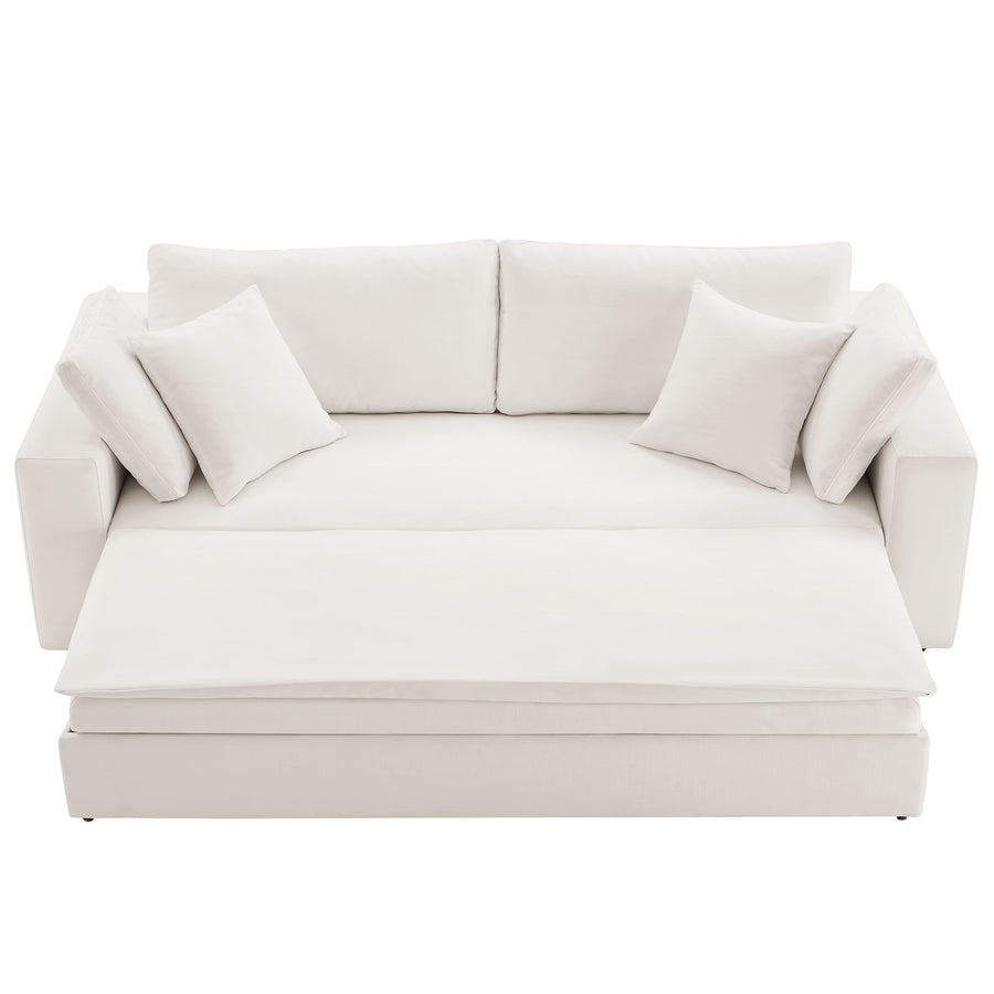Linden Down Filled Overstuffed Sleeper Sofa in Pure White