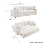 Linden Down Filled Overstuffed Sleeper Sofa in Pure White