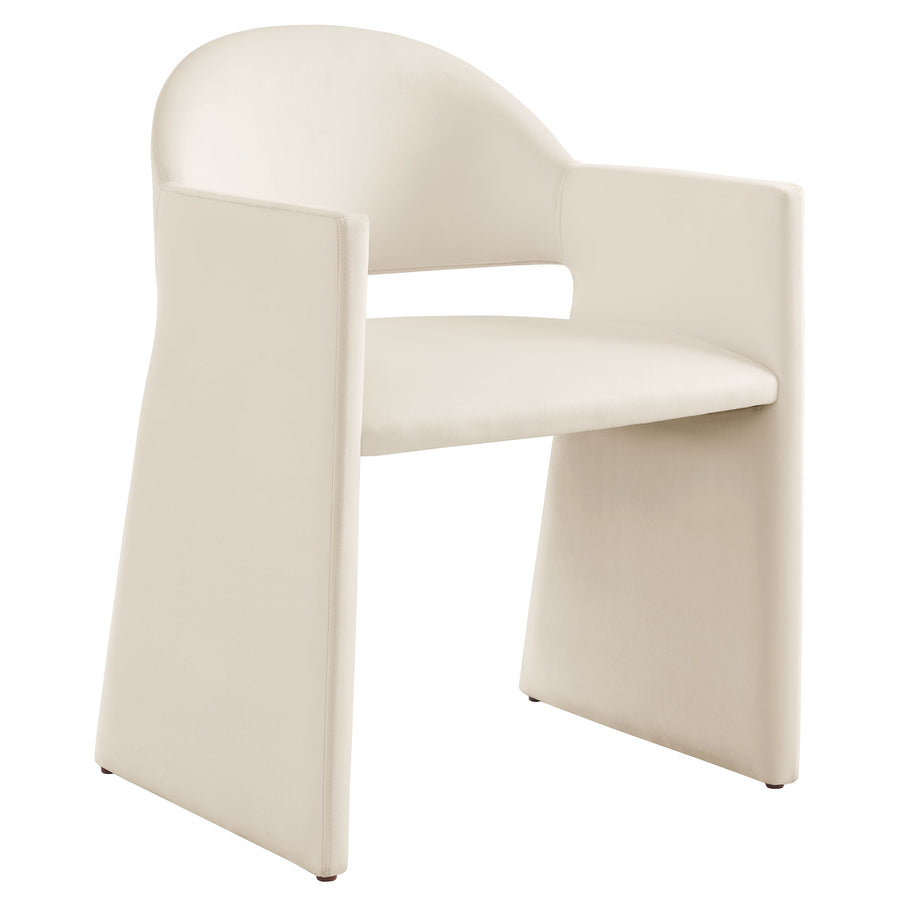 Quartz Performance Velvet Dining Armchair in Alabaster