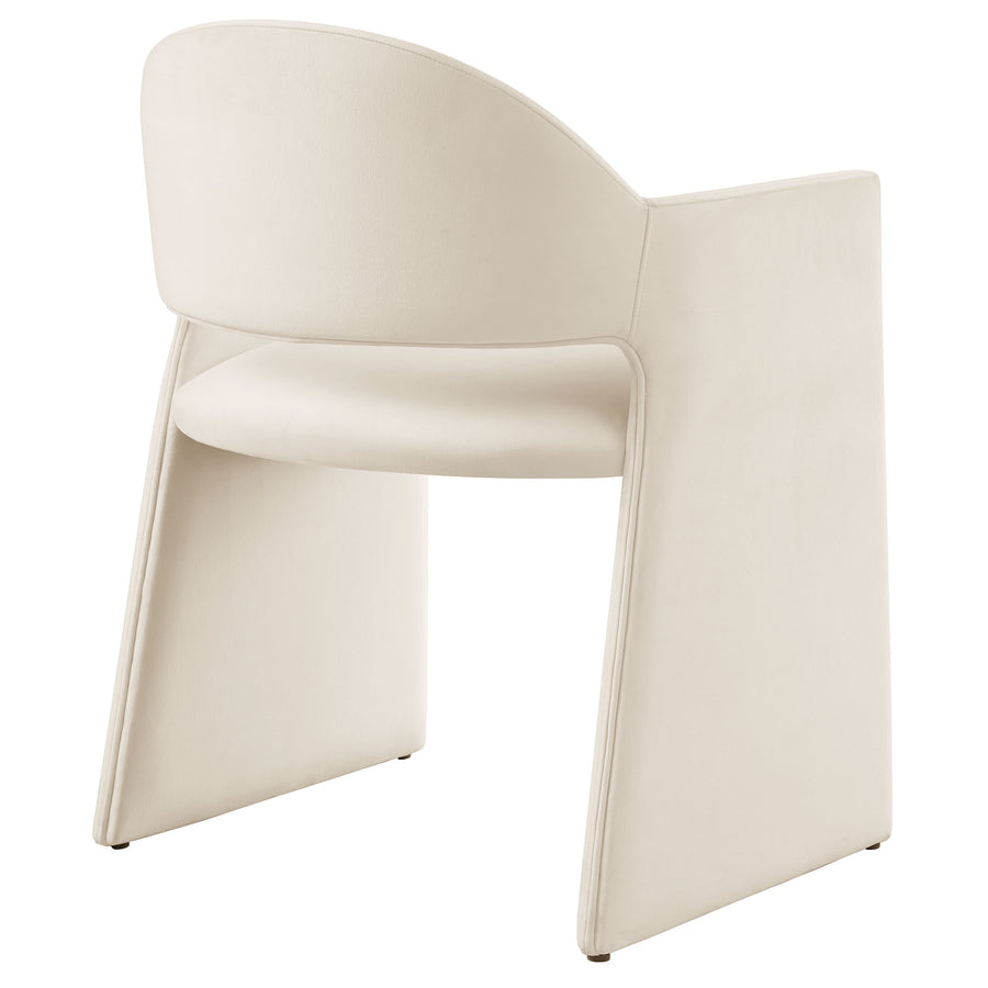 Quartz Performance Velvet Dining Armchair in Alabaster