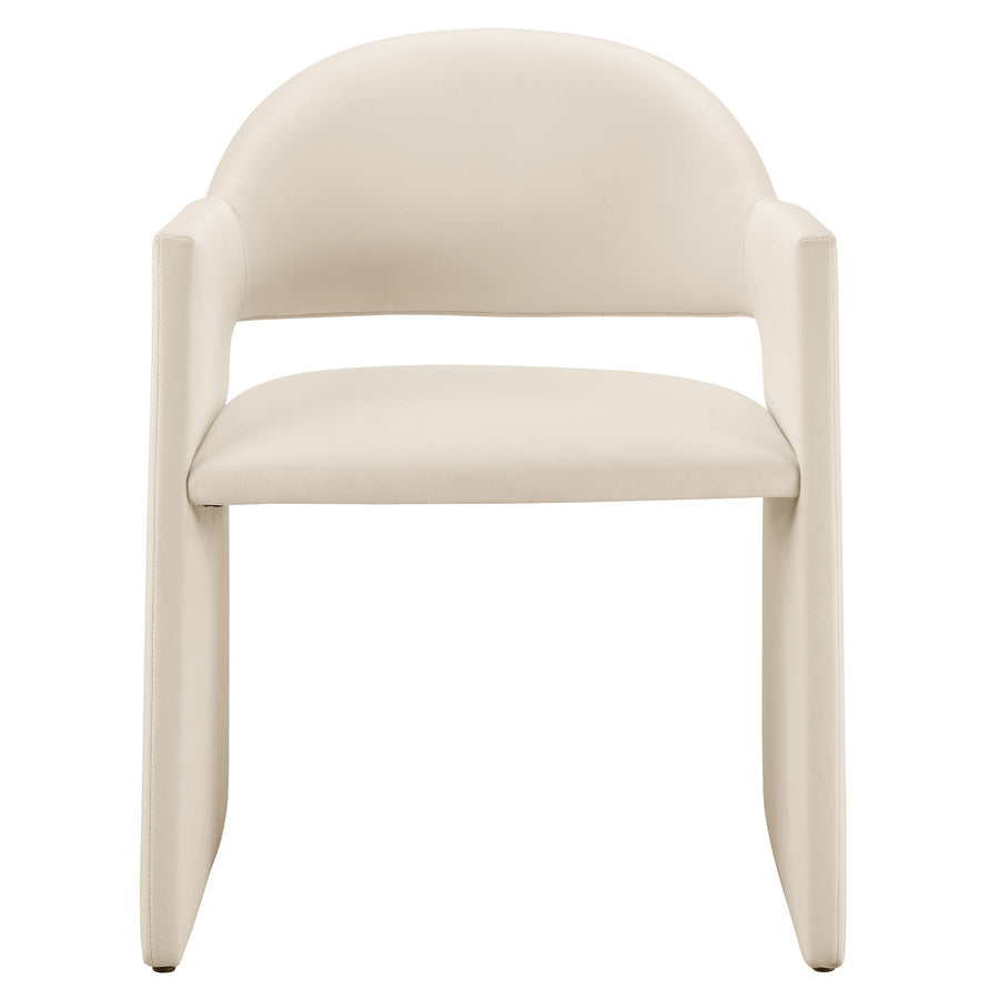 Quartz Performance Velvet Dining Armchair in Alabaster