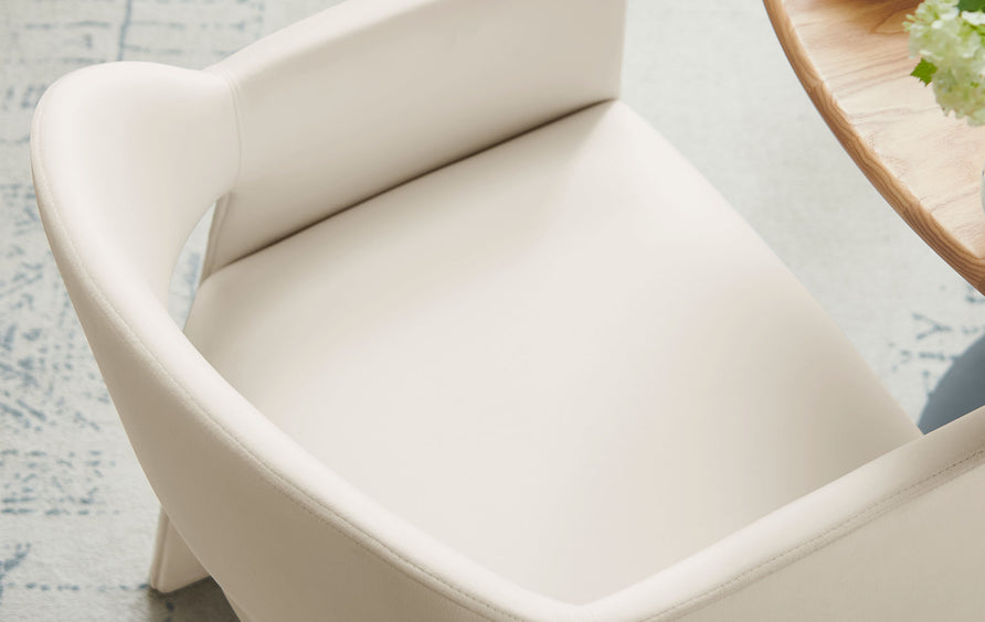 Quartz Performance Velvet Dining Armchair in Alabaster