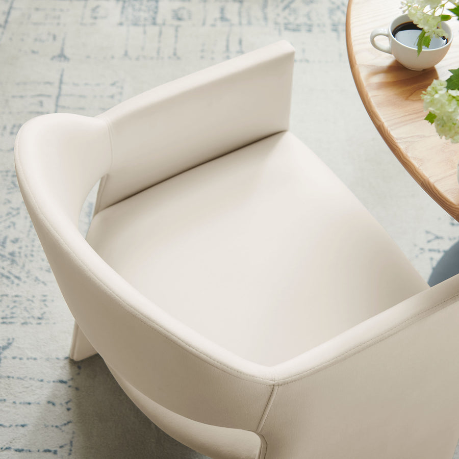 Quartz Performance Velvet Dining Armchair in Alabaster