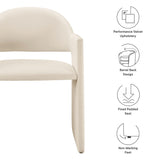 Quartz Performance Velvet Dining Armchair in Alabaster