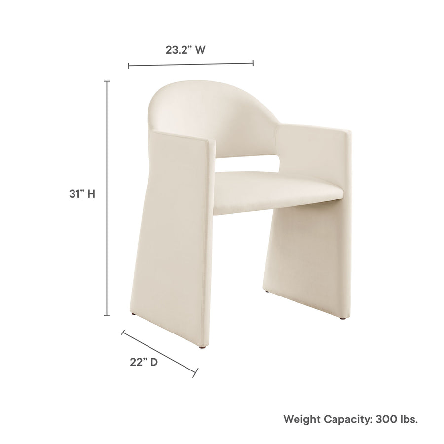 Quartz Performance Velvet Dining Armchair in Alabaster