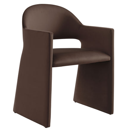 Talia Performance Velvet Dining Armchair in Chocolate Brown