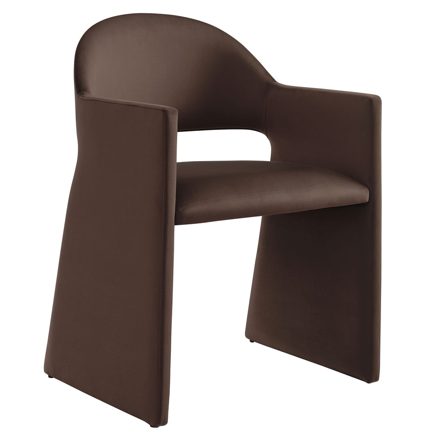 Quartz Performance Velvet Dining Armchair in Chocolate Brown