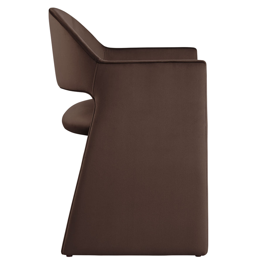 Quartz Performance Velvet Dining Armchair in Chocolate Brown