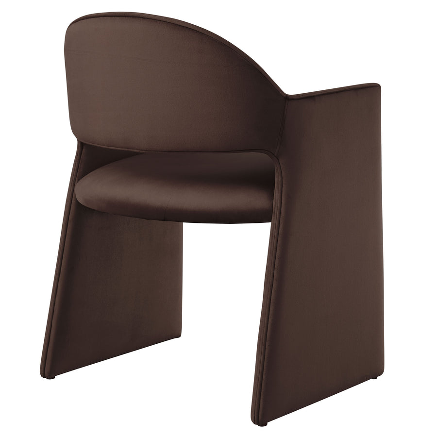 Quartz Performance Velvet Dining Armchair in Chocolate Brown