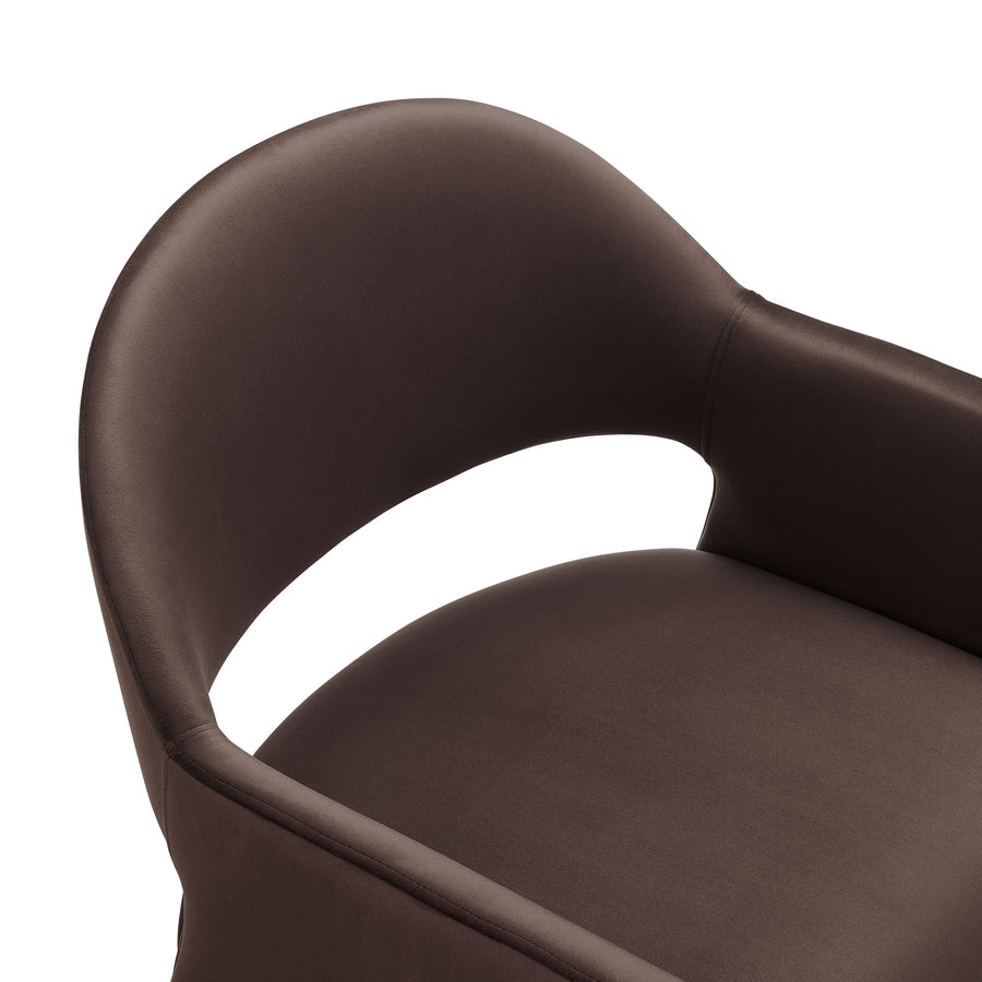 Quartz Performance Velvet Dining Armchair in Chocolate Brown