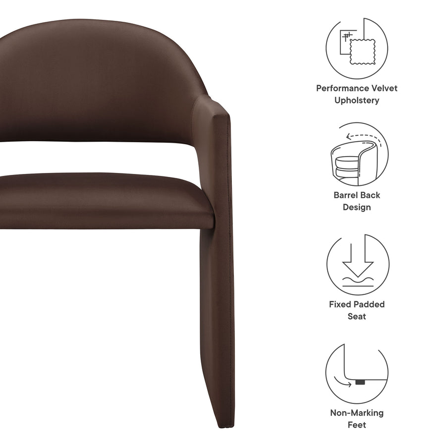 Quartz Performance Velvet Dining Armchair in Chocolate Brown