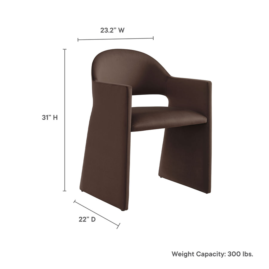 Quartz Performance Velvet Dining Armchair in Chocolate Brown