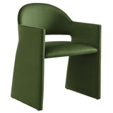 Quartz Performance Velvet Dining Armchair in Moss Green