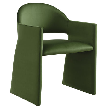 Talia Performance Velvet Dining Armchair in Moss Green
