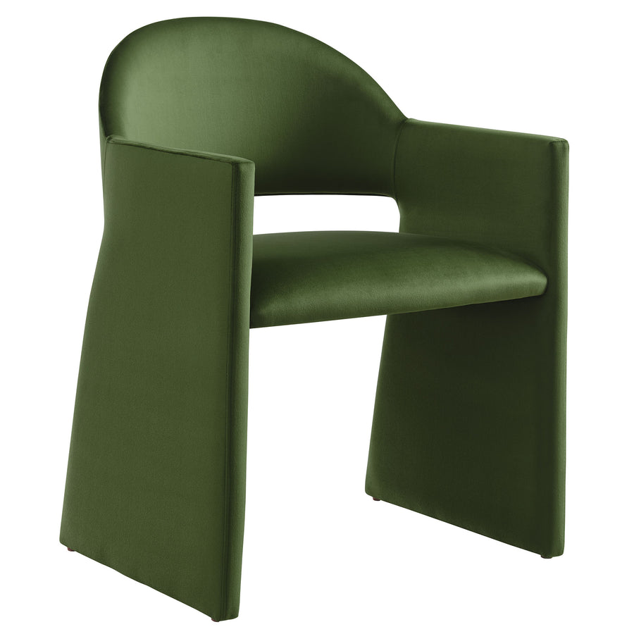 Quartz Performance Velvet Dining Armchair in Moss Green
