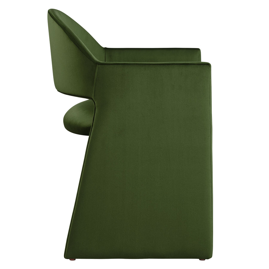 Quartz Performance Velvet Dining Armchair in Moss Green