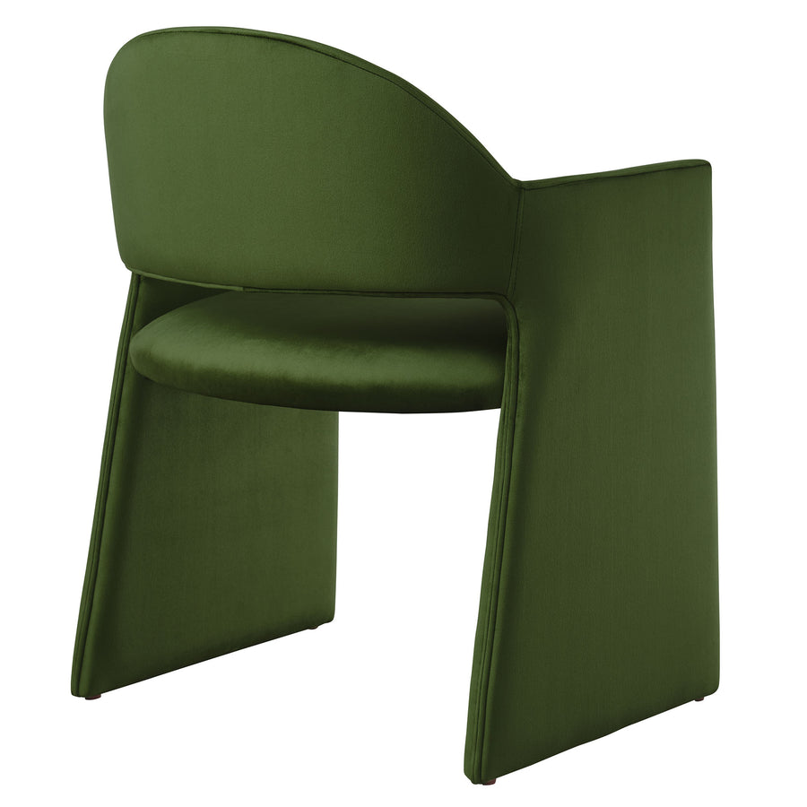 Quartz Performance Velvet Dining Armchair in Moss Green