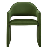Quartz Performance Velvet Dining Armchair in Moss Green