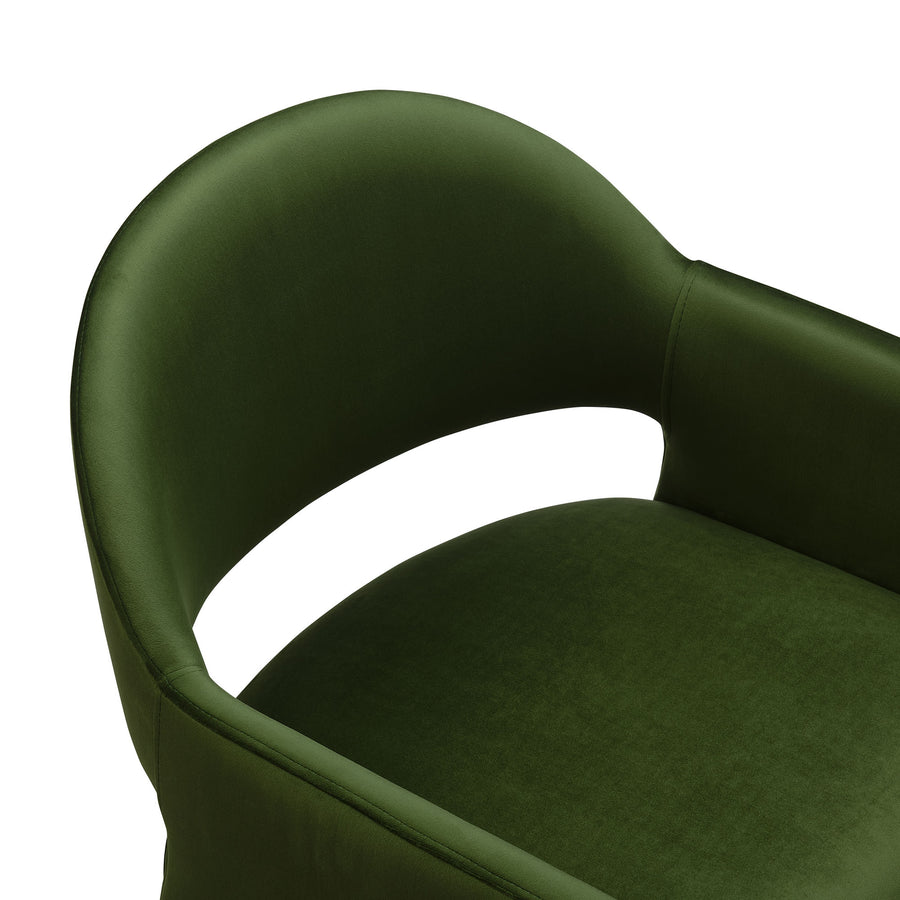 Quartz Performance Velvet Dining Armchair in Moss Green