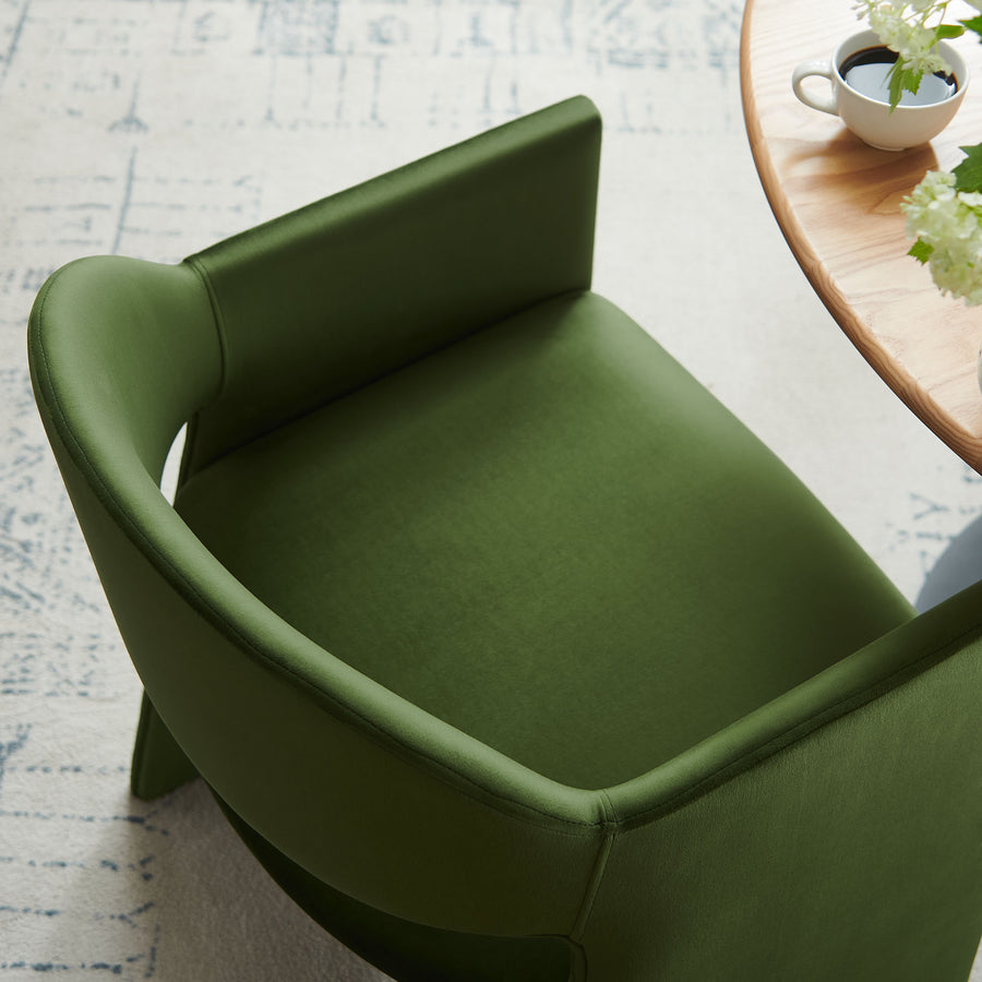 Quartz Performance Velvet Dining Armchair in Moss Green