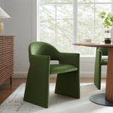 Quartz Performance Velvet Dining Armchair in Moss Green