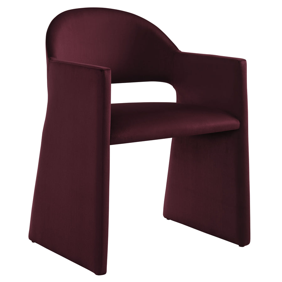 Quartz Performance Velvet Dining Armchair in Mulberry
