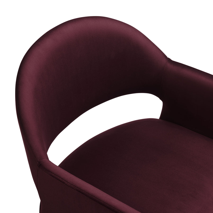 Quartz Performance Velvet Dining Armchair in Mulberry