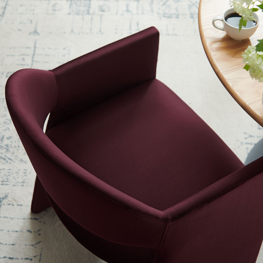 Quartz Performance Velvet Dining Armchair in Mulberry