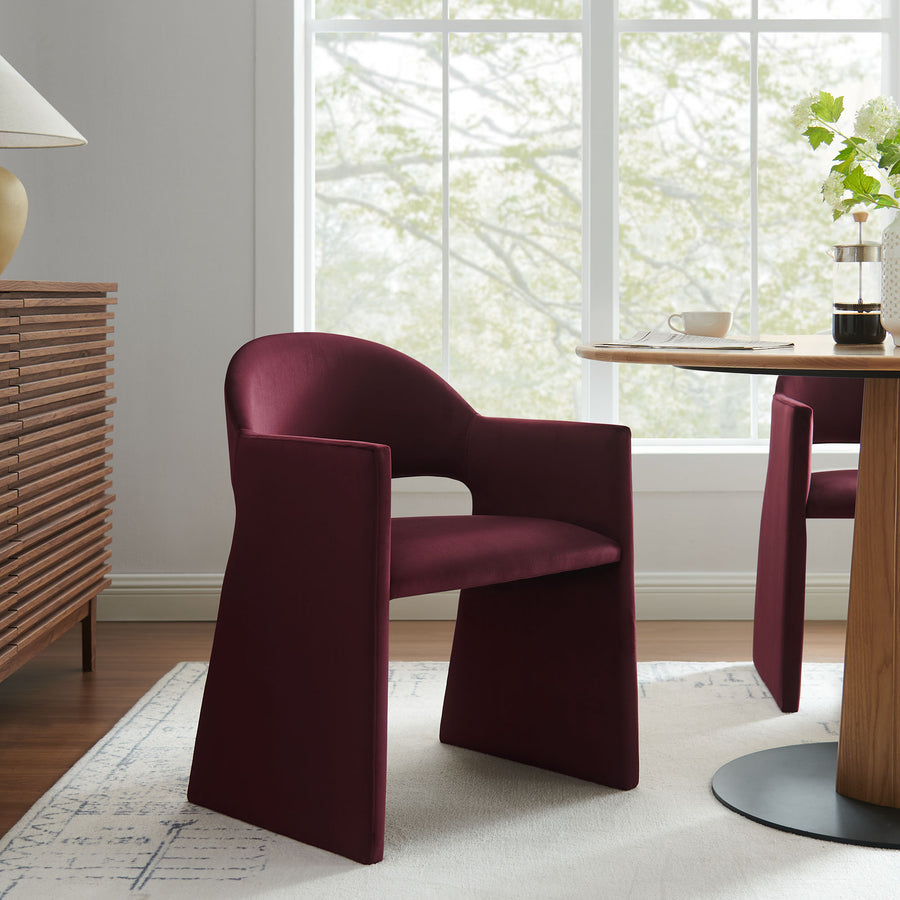 Quartz Performance Velvet Dining Armchair in Mulberry