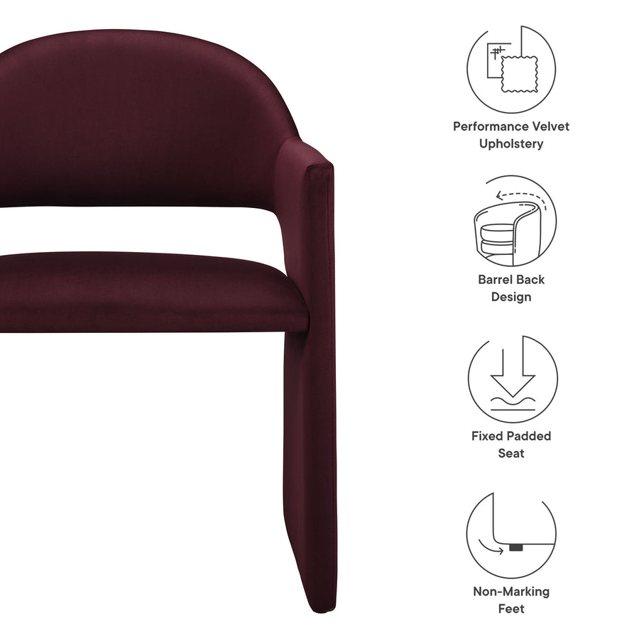 Quartz Performance Velvet Dining Armchair in Mulberry