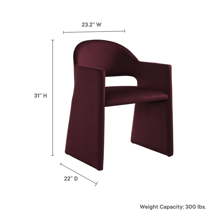 Quartz Performance Velvet Dining Armchair in Mulberry