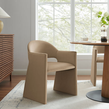 Talia Performance Velvet Dining Armchair in Taupe