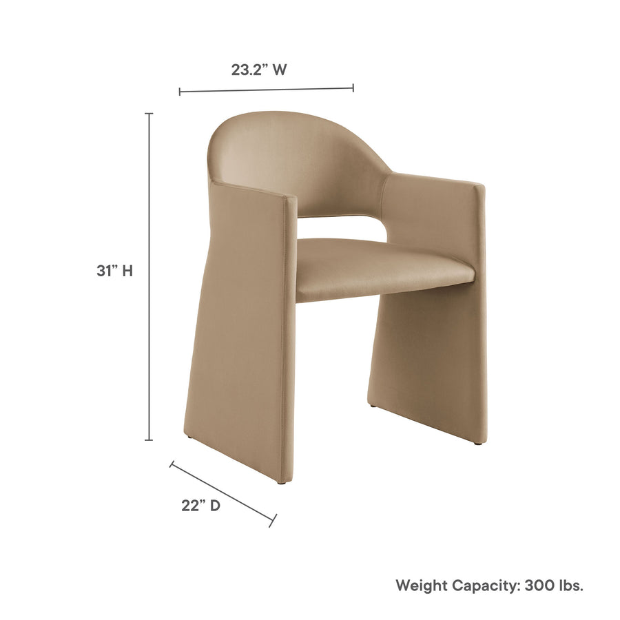 Quartz Performance Velvet Dining Armchair in Taupe